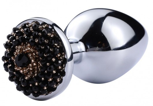 Серебристая анальная пробка с черным бисером - 6,8 см. - Vandersex - купить с доставкой в Новосибирске