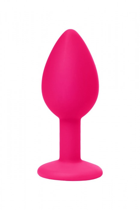 Розовая коническая анальная пробка с прозрачным кристаллом - 7,2 см. - POPO Pleasure - купить с доставкой в Новосибирске