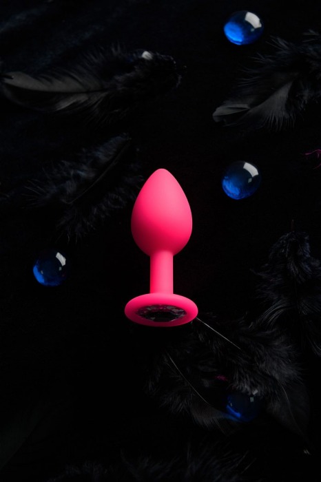 Розовая коническая анальная пробка с прозрачным кристаллом - 7,2 см. - POPO Pleasure - купить с доставкой в Новосибирске