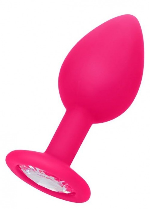 Розовая коническая анальная пробка с прозрачным кристаллом - 7,2 см. - POPO Pleasure - купить с доставкой в Новосибирске