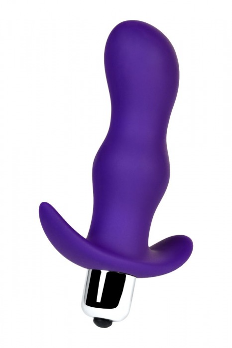 Фиолетовая изогнутая анальная вибропробка - 11,2 см. - A-toys