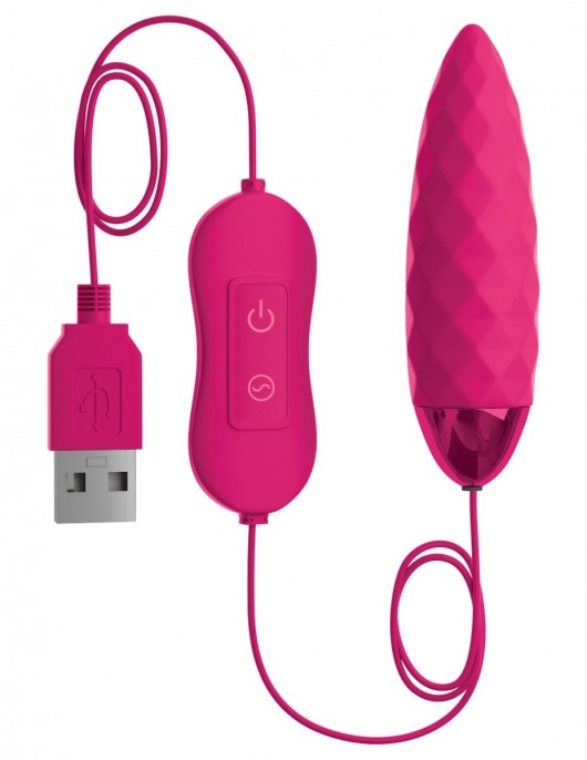 Розовая, рельефная, работающая от USB вибропуля Fun - Pipedream