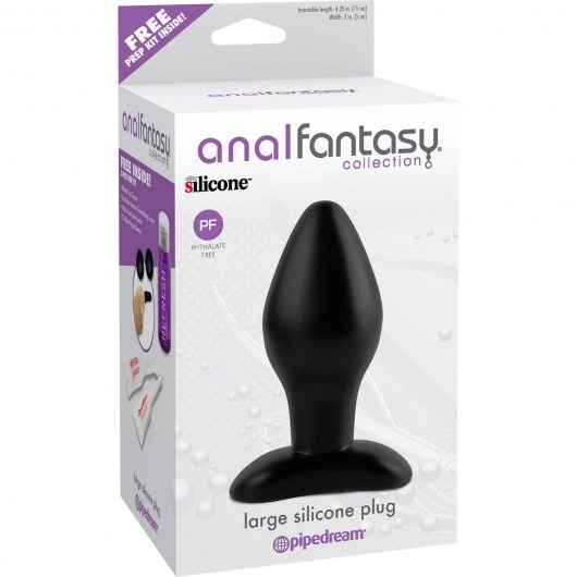 Черная анальная пробка среднего размера Large Silicone Plug - 13 см. - Pipedream