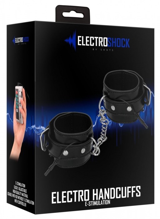 Черные наручники с электростимуляцией Electro Handcuffs - Shots Media BV - купить с доставкой в Новосибирске