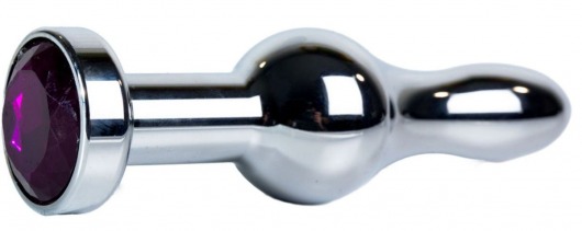 Серебристая каплевидная анальная пробка с фиолетовым кристаллом - 10,5 см. - Vandersex - купить с доставкой в Новосибирске