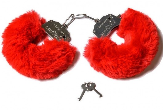 Шикарные наручники с пушистым красным мехом - Le Frivole - купить с доставкой в Новосибирске