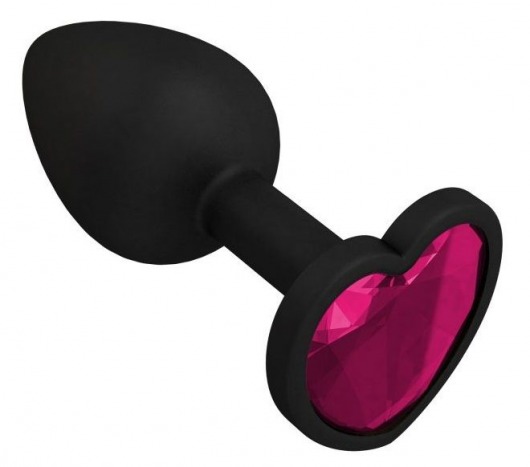 Черная силиконовая пробка с малиновым кристаллом - 7,3 см. - Джага-Джага - купить с доставкой в Новосибирске