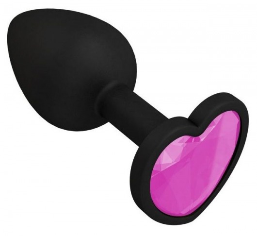 Черная силиконовая пробка с розовым кристаллом - 7,3 см. - Джага-Джага - купить с доставкой в Новосибирске