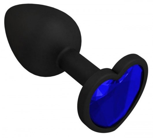 Черная силиконовая пробка с синим кристаллом - 7,3 см. - Джага-Джага - купить с доставкой в Новосибирске