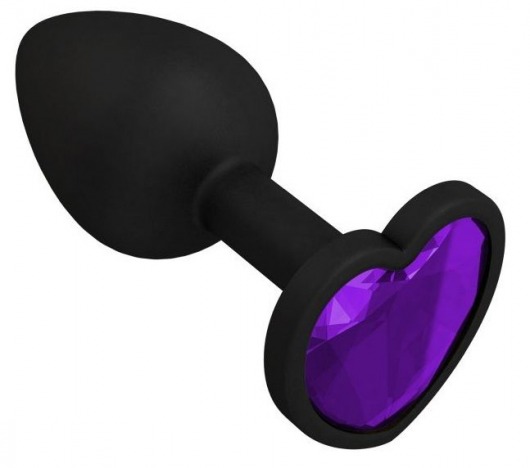 Черная силиконовая пробка с фиолетовым кристаллом - 7,3 см. - Джага-Джага - купить с доставкой в Новосибирске