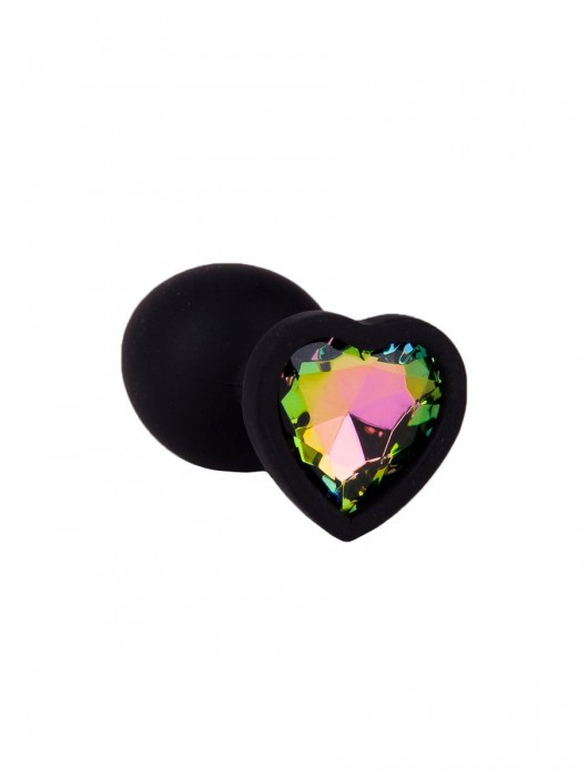 Черная силиконовая пробка с радужным кристаллом - 7,3 см. - Джага-Джага - купить с доставкой в Новосибирске