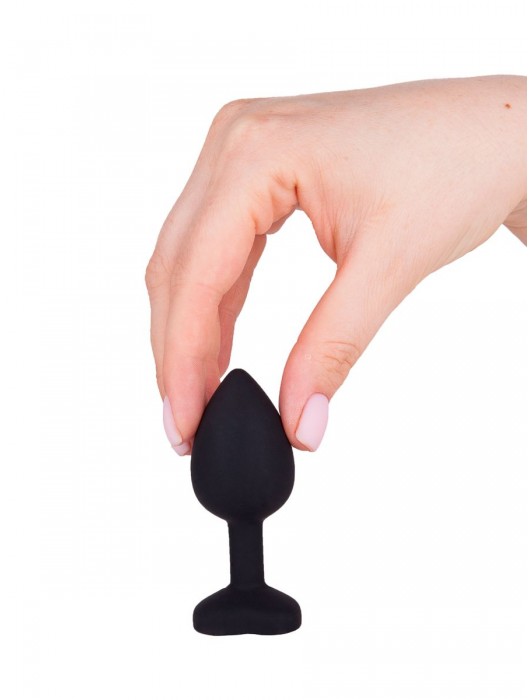 Черная силиконовая пробка с радужным кристаллом - 7,3 см. - Джага-Джага - купить с доставкой в Новосибирске