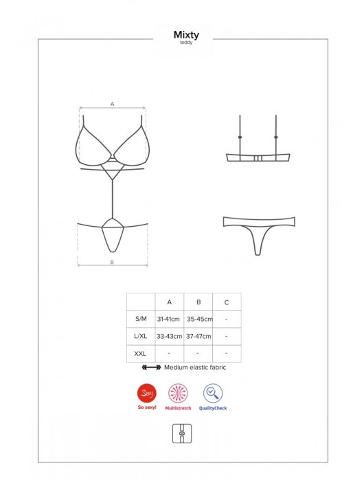 Оригинальное боди Mixty с кружевом - Obsessive купить с доставкой