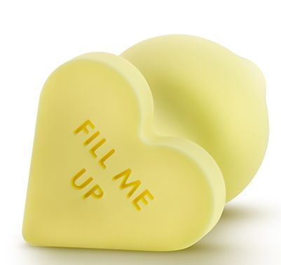 Желтая анальная пробка с основанием-сердечком Naughtier Candy Heart Fill Me Up - 8,9 см. - Blush Novelties - купить с доставкой в Новосибирске