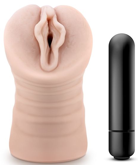 Телесный мастурбатор-вагина с вибропулей Ashley - Blush Novelties - в Новосибирске купить с доставкой