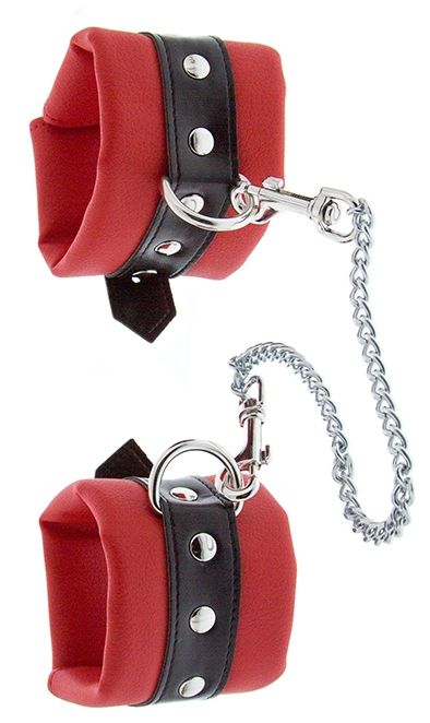 Красно-чёрные наручники на металлической цепочке - Blush Novelties - купить с доставкой в Новосибирске