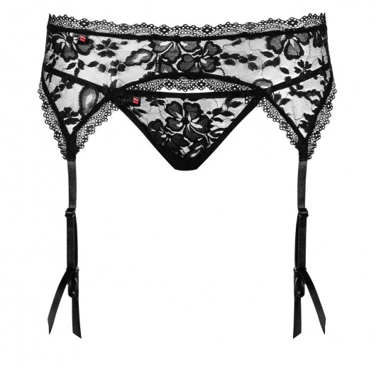 Кружевной пояс для чулок Catia в комплекте с трусиками-стрингами - Obsessive купить с доставкой