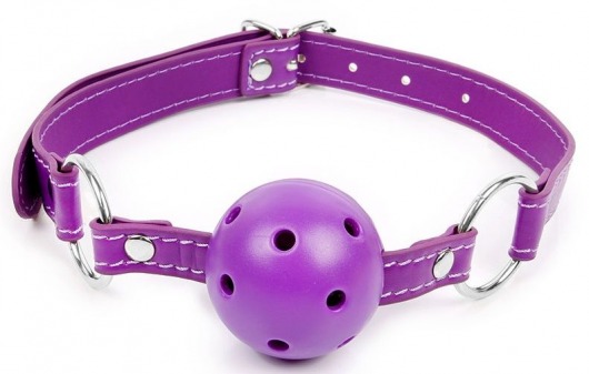 Фиолетовый кляп-шарик на регулируемом ремешке с кольцами - Notabu - купить с доставкой в Новосибирске