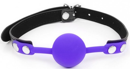 Фиолетовый кляп-шарик с черным ремешком - Notabu - купить с доставкой в Новосибирске
