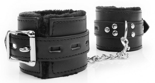 Черные наручники на металлических карабинах - Bior toys - купить с доставкой в Новосибирске