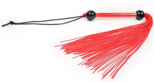 Красная многохвостая плеть с черными шариками на рукояти - 35 см. - Bior toys - купить с доставкой в Новосибирске