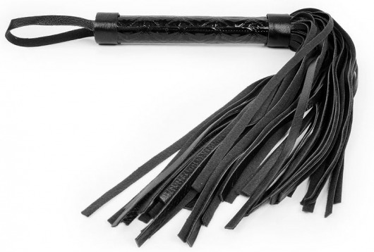 Черная многохвостовая плеть с круглой гладкой ручкой - 38 см. - Notabu - купить с доставкой в Новосибирске