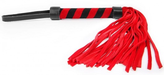 Красная многохвостовая плеть с круглой красно-черной ручкой - 39 см. - Bior toys - купить с доставкой в Новосибирске