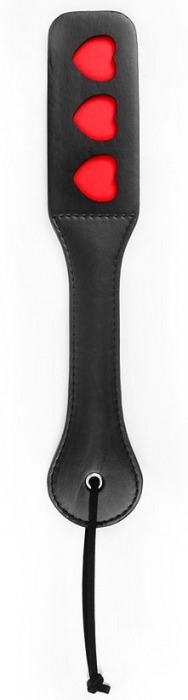 Черная шлепалка NOTABU с красными сердечками - 32 см. - Notabu - купить с доставкой в Новосибирске