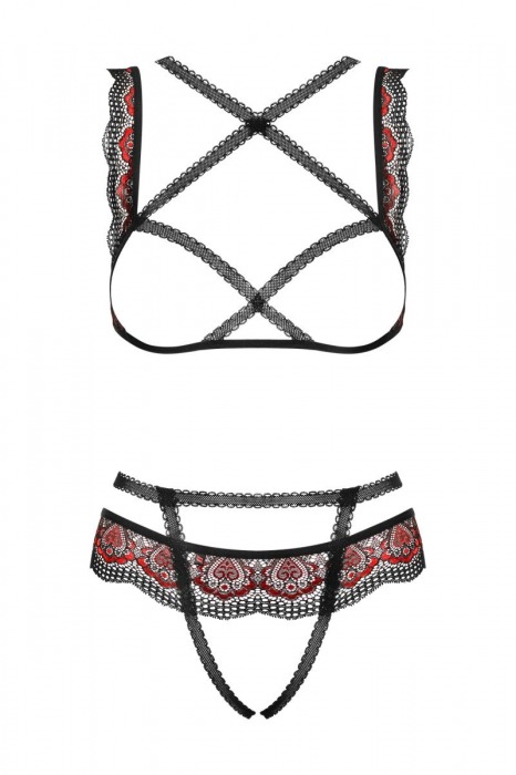Соблазнительный комплект белья Megies с интимным доступом - Obsessive купить с доставкой