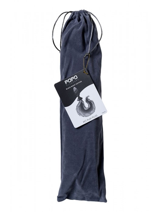 Черная анальная втулка с фиолетово-белым хвостом - размер S - POPO Pleasure