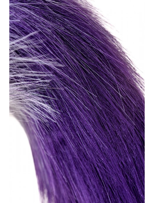 Черная анальная втулка с фиолетово-белым хвостиком - размер M - POPO Pleasure