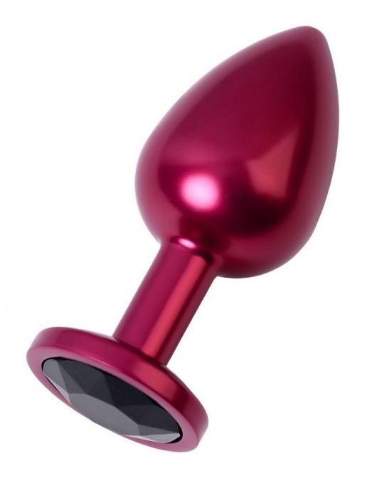Красный анальный плаг с кристаллом черного цвета - 8,2 см. - ToyFa - купить с доставкой в Новосибирске