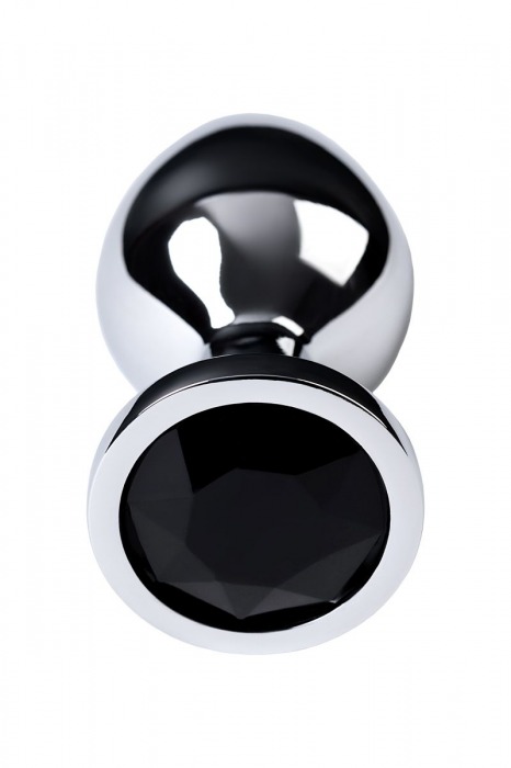 Серебристая коническая анальная пробка с черным кристаллом - 7 см. - ToyFa - купить с доставкой в Новосибирске