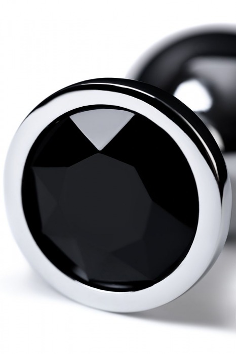 Серебристая коническая анальная пробка с черным кристаллом - 7 см. - ToyFa - купить с доставкой в Новосибирске
