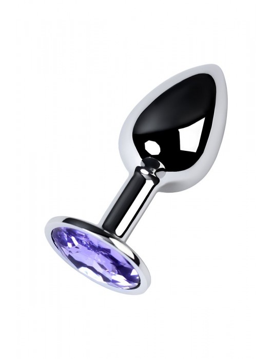 Серебристая конусовидная анальная пробка с фиолетовым кристаллом - 7 см. - ToyFa - купить с доставкой в Новосибирске