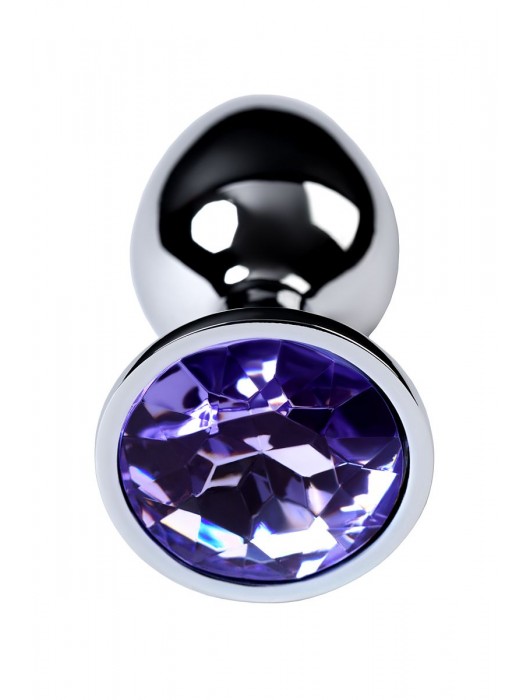 Серебристая конусовидная анальная пробка с фиолетовым кристаллом - 7 см. - ToyFa - купить с доставкой в Новосибирске