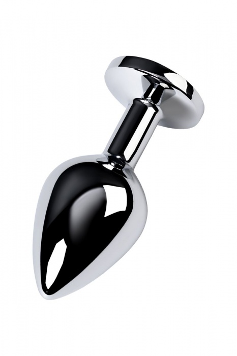 Серебристая конусовидная анальная пробка с голубым кристаллом - 8 см. - ToyFa - купить с доставкой в Новосибирске