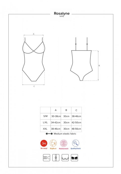 Оригинальное боди Rosalyne с кружевом - Obsessive купить с доставкой