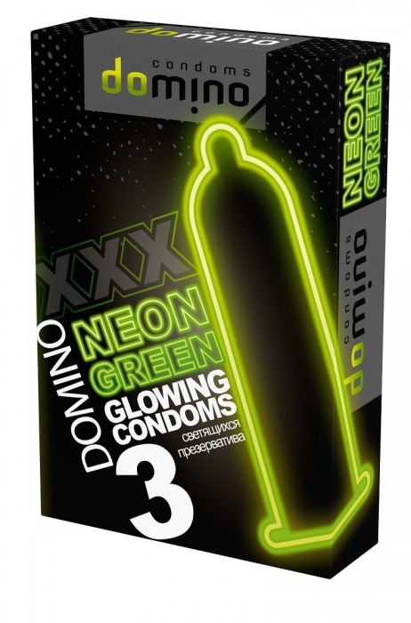 Презервативы DOMINO Neon Green со светящимся в темноте кончиком - 3 шт. - Domino - купить с доставкой в Новосибирске