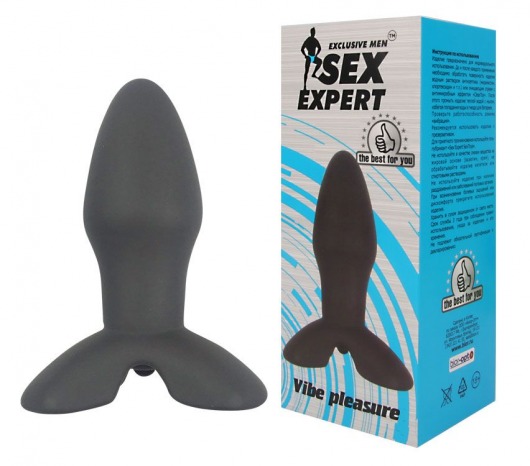 Черный анальный вибростимулятор Sex Expert с ограничителем - 9 см. - Bior toys