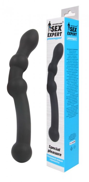 Черный изогнутый двусторонний анальный стимулятор - 22,5 см. - Bior toys