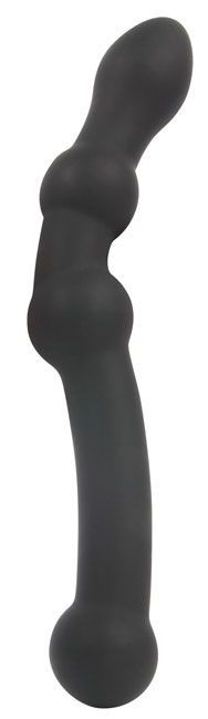 Черный изогнутый двусторонний анальный стимулятор - 22,5 см. - Bior toys