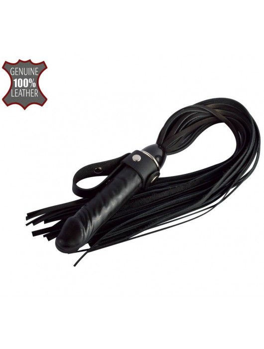 Черная плеть  Ковбой  с ручкой-фаллосом - 55 см. - Sitabella - купить с доставкой в Новосибирске
