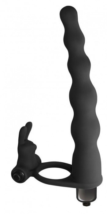 Черная вибронасадка для двойного проникновения Jungle Bunny - 17 см. - Lola Games - купить с доставкой в Новосибирске