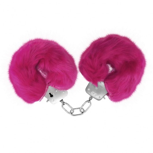 Розовые меховые наручники Love с ключиками - Baile - купить с доставкой в Новосибирске