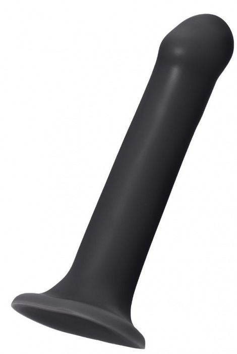 Черный фаллос на присоске Silicone Bendable Dildo L - 19 см. - Strap-on-me - купить с доставкой в Новосибирске