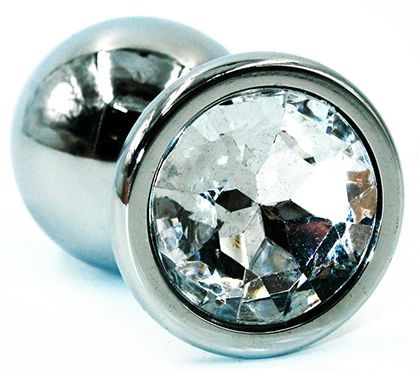 Серебристая коническая анальная втулка с прозрачным кристаллом - 8 см. - Kanikule - купить с доставкой в Новосибирске