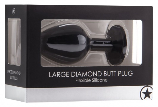 Черная анальная пробка с прозрачным кристаллом Diamond Butt Plug - 7,3 см. - Shots Media BV - купить с доставкой в Новосибирске