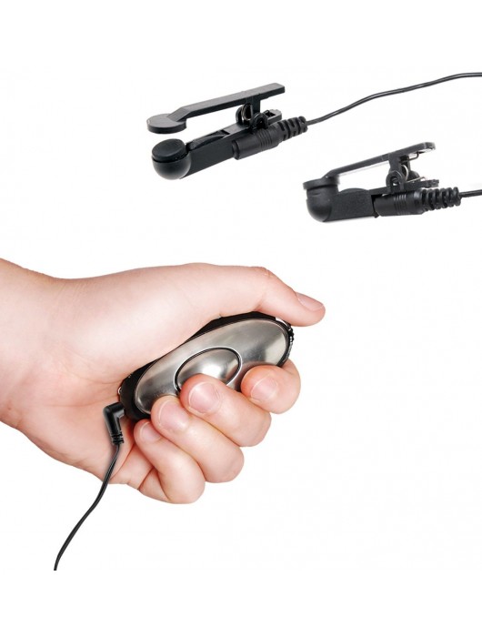 Черные электрические зажимы для сосков Shock Therapy Nipple Clamps - Pipedream - купить с доставкой в Новосибирске