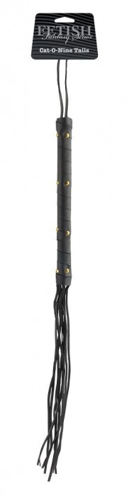 Чёрная кожаная плетка Cat-O-Nine Tails - 46,4 см. - Pipedream - купить с доставкой в Новосибирске
